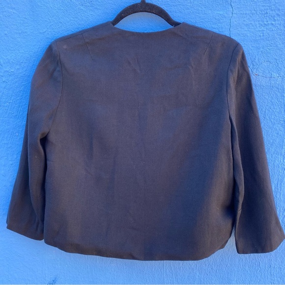 Vintage 50s cropped black jacket with 3/4 length sleeves big buttons, size small - Picture 12 of 12